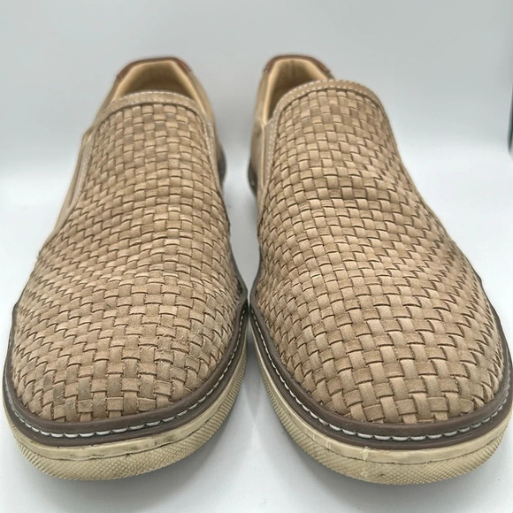 Johnston & Murphy McGuffey tan woven slip-on loafers, size 10 - Picture 3 of 16